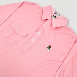 Vintage Slazenger Polo Shirt Mens Large Pink Burning Tree Golf Club Performance